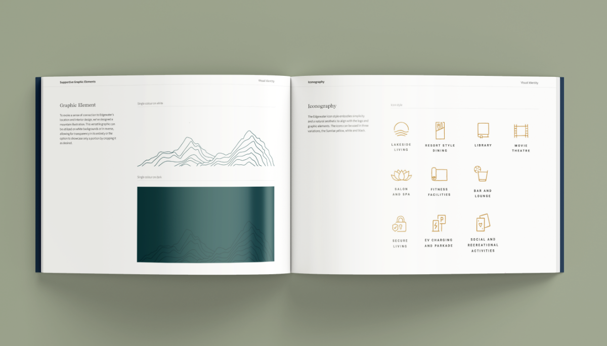 Book with brand guide for Edgewater.